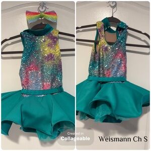 Weissman Teal and Multicolor Sequin Dance Costume